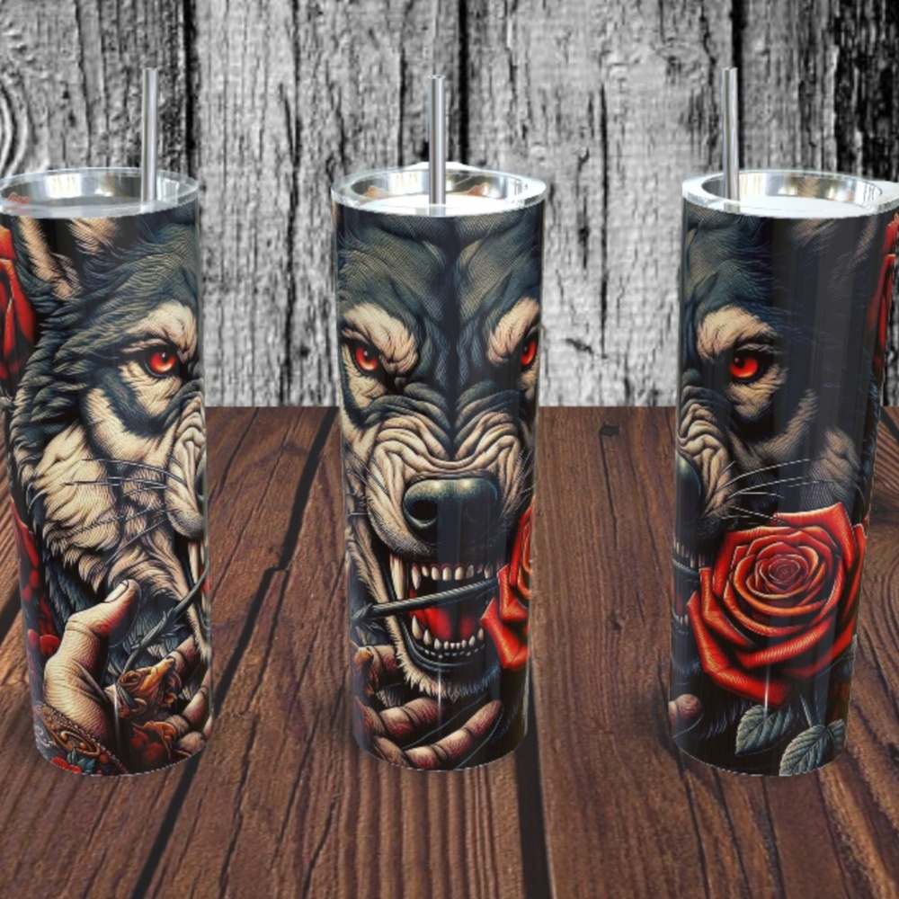 Wolf 20 Oz Skinny Tumbler